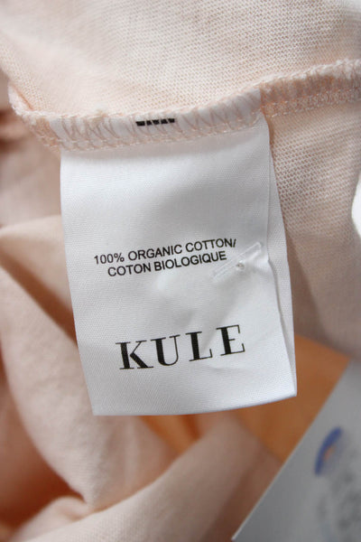 Kule Womens Basic Beige Organic Cotton Crewneck Short Sleeve T-Shirt Size L