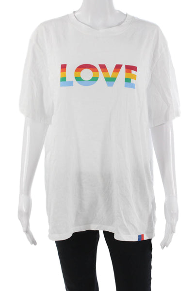 Kule Unisex Basic White Graphic Crew Neck Cotton T-Shirt Short Sleeve Size L