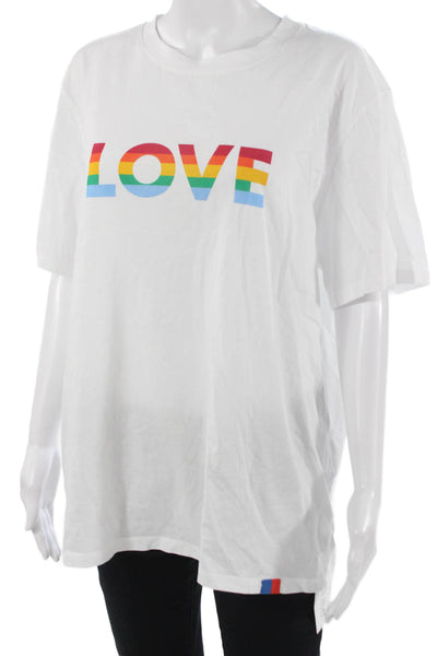 Kule Unisex Basic White Graphic Crew Neck Cotton T-Shirt Short Sleeve Size L