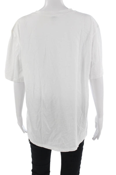 Kule Unisex Basic White Graphic Crew Neck Cotton T-Shirt Short Sleeve Size L
