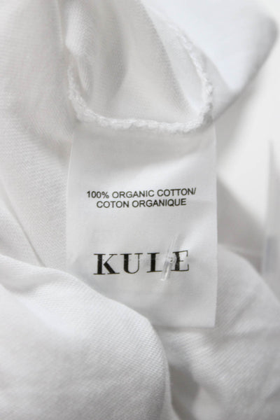 Kule Unisex Basic White Graphic Crew Neck Cotton T-Shirt Short Sleeve Size L