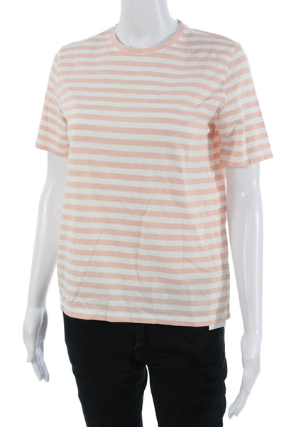 Kule Womens Striped Crew Neck Jersey T Shirt Pink Cotton Short Sleeve Size XS
