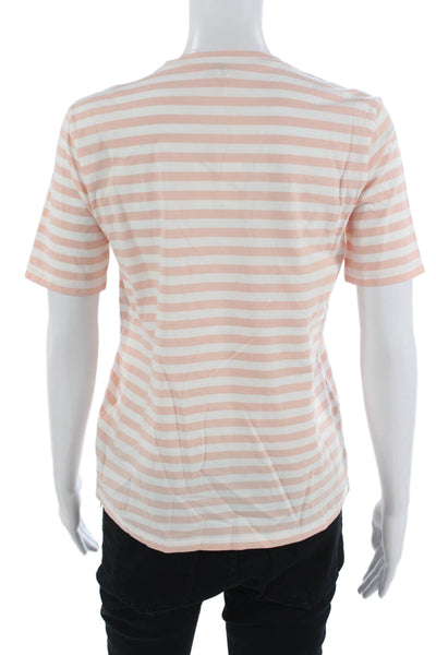 Kule Womens Striped Crew Neck Jersey T Shirt Pink Cotton Short Sleeve Size XS