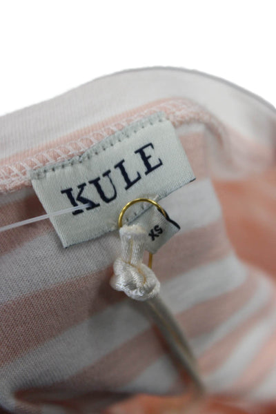 Kule Womens Striped Crew Neck Jersey T Shirt Pink Cotton Short Sleeve Size XS