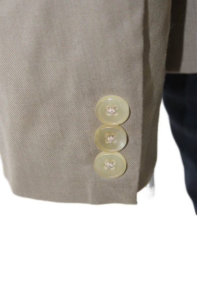 Kule Womens Beige V-Neck 100% Wool Blazer Long Sleeve Button Size M