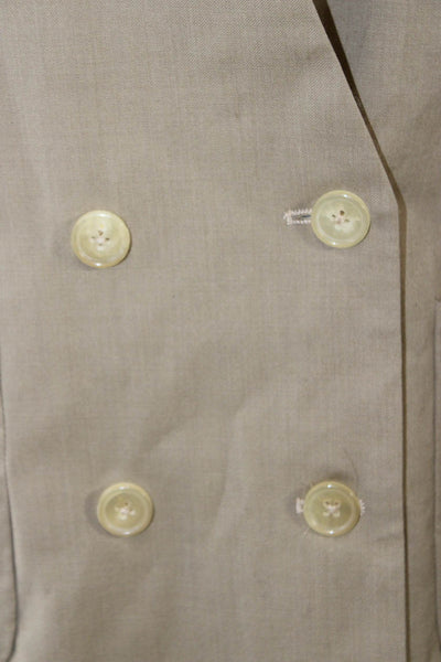 Kule Womens Beige V-Neck 100% Wool Blazer Long Sleeve Button Size M