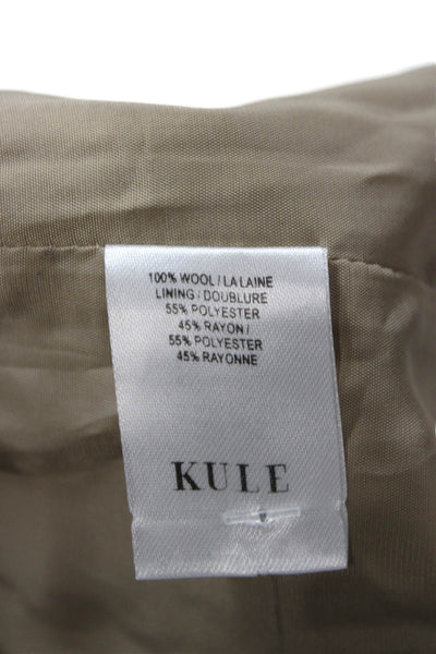 Kule Womens Beige V-Neck 100% Wool Blazer Long Sleeve Button Size M