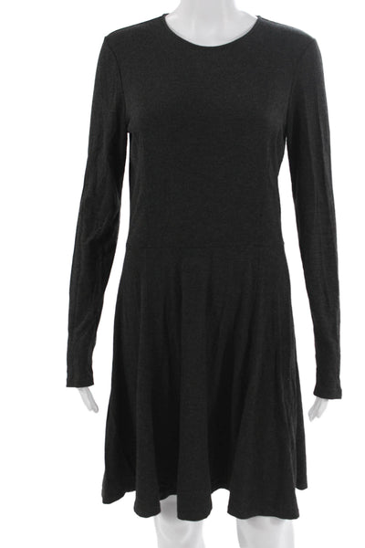 Theory Womens Fit & Flare Sweater Dress Dark Gray Long Sleeve Zip Size 6