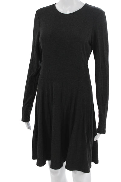 Theory Womens Fit & Flare Sweater Dress Dark Gray Long Sleeve Zip Size 6