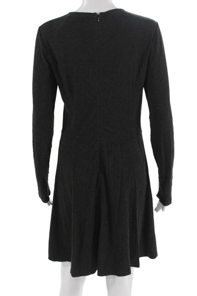 Theory Womens Fit & Flare Sweater Dress Dark Gray Long Sleeve Zip Size 6