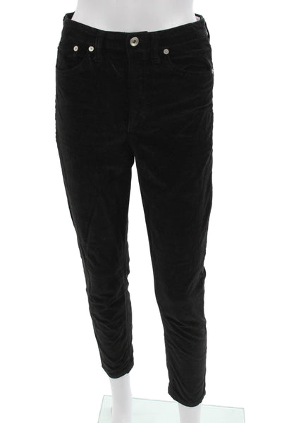Rag & Bone Womens Ankle Cropped Pants Black Button Size 27
