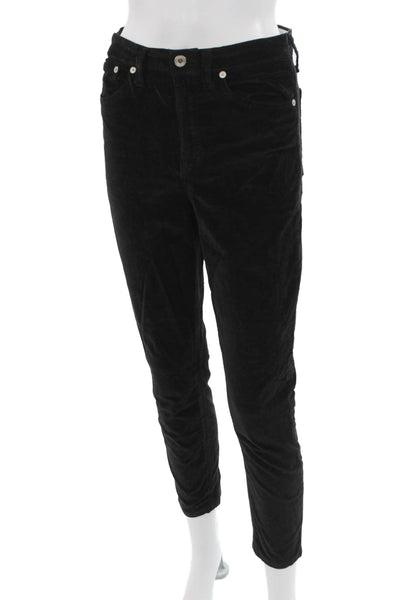 Rag & Bone Womens Ankle Cropped Pants Black Button Size 27