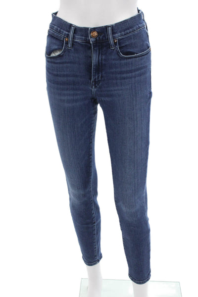 AYR Womens Skinny Ankle Jeans Dark Blue Mid Rise Button Size 27