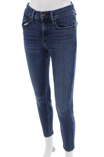 AYR Womens Skinny Ankle Jeans Dark Blue Mid Rise Button Size 27