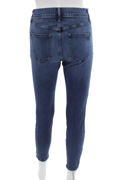 AYR Womens Skinny Ankle Jeans Dark Blue Mid Rise Button Size 27