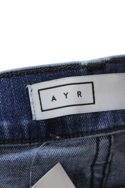 AYR Womens Skinny Ankle Jeans Dark Blue Mid Rise Button Size 27