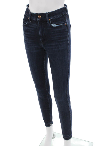 AYR Womens Dark Blue Ankle Skinny Jeans Button Mid Rise Size 27
