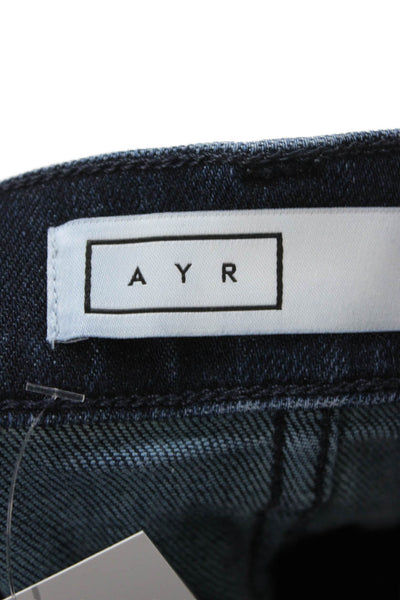 AYR Womens Dark Blue Ankle Skinny Jeans Button Mid Rise Size 27