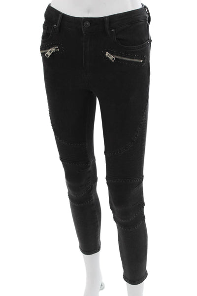 Allsaints Women Black Ankle Skinny Jeans Biker Size 27