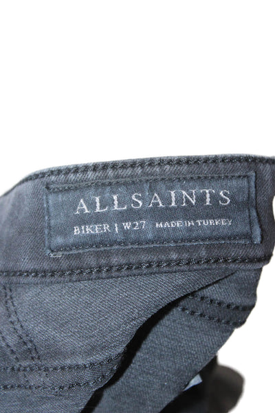 Allsaints Women Black Ankle Skinny Jeans Biker Size 27