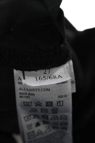 Allsaints Women Black Ankle Skinny Jeans Biker Size 27