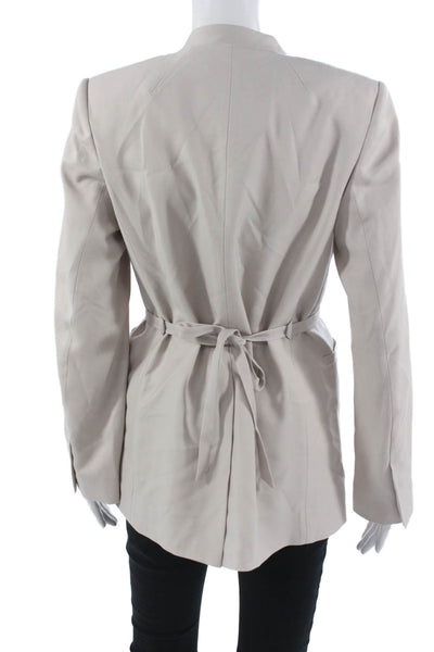 A Emery Unisex Beige V Neck Button Blazer Long Sleeve Solid Fall Size 6
