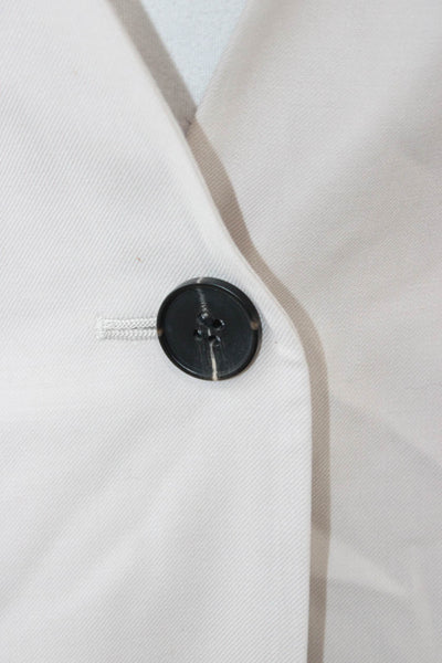 A Emery Unisex Beige V Neck Button Blazer Long Sleeve Solid Fall Size 6