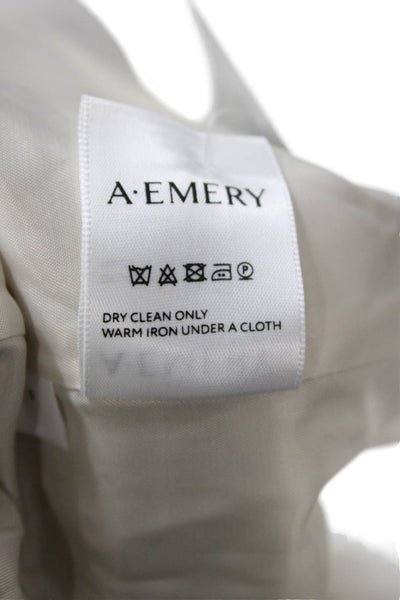 A Emery Unisex Beige V Neck Button Blazer Long Sleeve Solid Fall Size 6