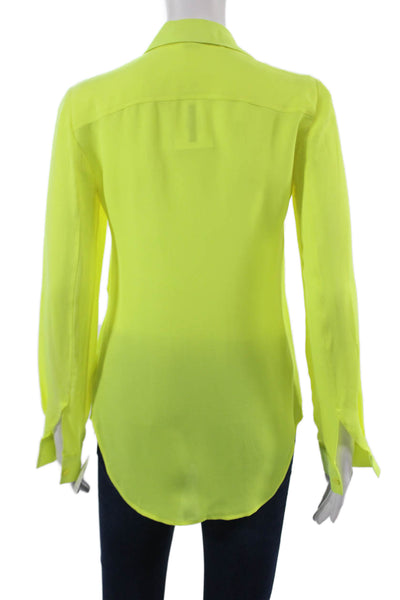 Theory Womens Yellow Supima Cotton Long Sleeve Button Up Blouse Size PP