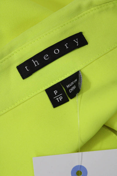 Theory Womens Yellow Supima Cotton Long Sleeve Button Up Blouse Size PP