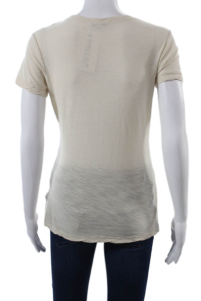 Standard James Perse Womens Beige Supima Cotton V-Neck Basic T-Shirt Size 2