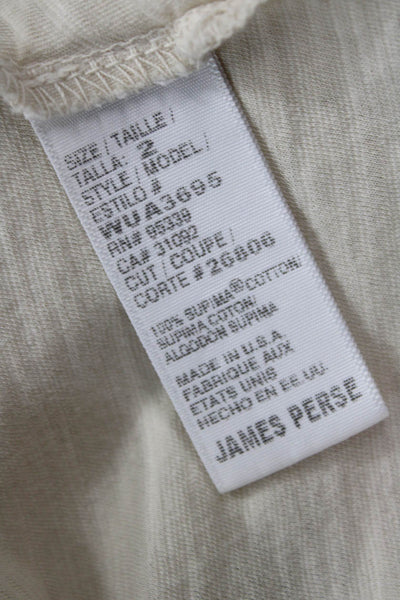 Standard James Perse Womens Beige Supima Cotton V-Neck Basic T-Shirt Size 2