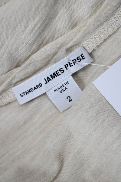 Standard James Perse Womens Beige Supima Cotton V-Neck Basic T-Shirt Size 2