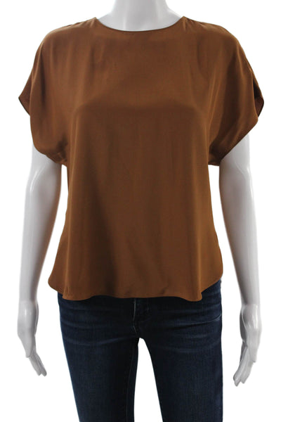 Banana Republic Women Silk Round Neck Sleeveless Brown Blouse Size 2XS