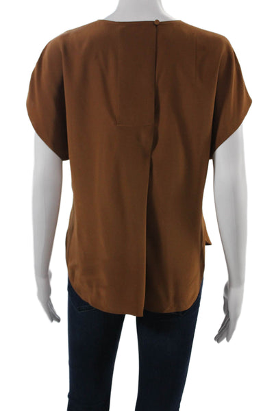Banana Republic Women Silk Round Neck Sleeveless Brown Blouse Size 2XS