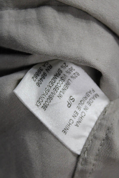 Theory Women Tunic V Neck Long Sleeve Gray Linen Blend Blouse Size S