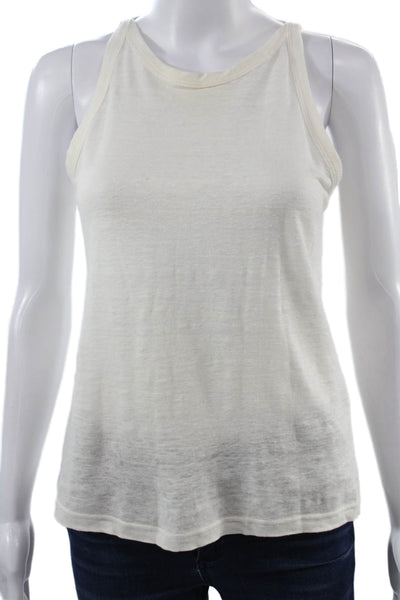 Banana Republic Womens Basic Linen Sleeveless Crew Neck Tank White Size XS