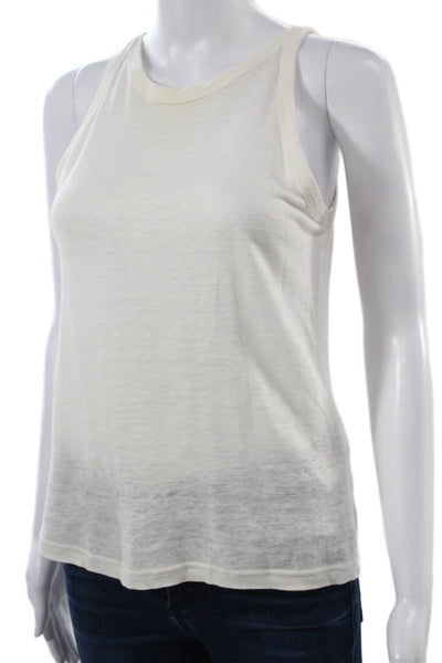 Banana Republic Womens Basic Linen Sleeveless Crew Neck Tank White Size XS