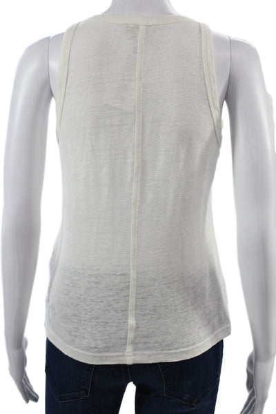 Banana Republic Womens Basic Linen Sleeveless Crew Neck Tank White Size XS