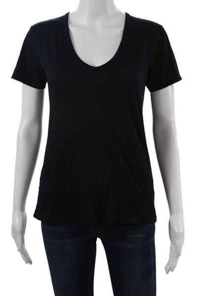 Vince Women Basic V-Neck Black Pima Cotton T-Shirt Size XS