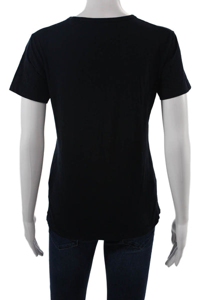 Vince Women Basic V-Neck Black Pima Cotton T-Shirt Size XS