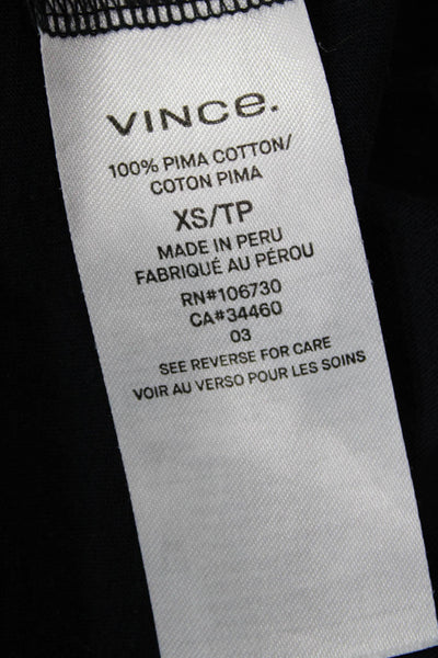 Vince Women Basic V-Neck Black Pima Cotton T-Shirt Size XS