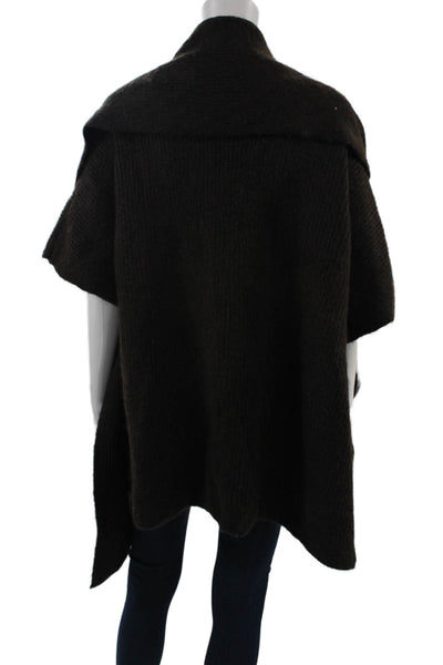 Zara Unisex Cardigan Collared Open Front Solid Black Cashmere Blend Size S