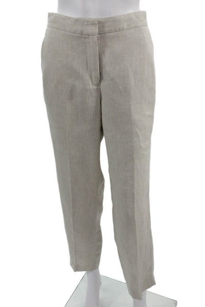 Massimo Dutti Unisex Ankle Dress Pants Beige Linen Beach Spring Size 4