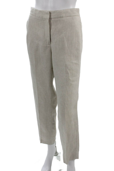 Massimo Dutti Unisex Ankle Dress Pants Beige Linen Beach Spring Size 4