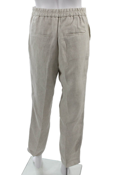 Massimo Dutti Unisex Ankle Dress Pants Beige Linen Beach Spring Size 4