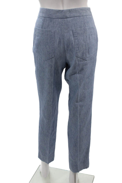 Massimo Dutti Womens Ankle Cropped Light Blue Pants Cotton Hook Eye Size 6