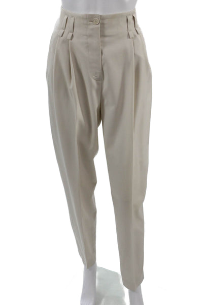 Stella McCartney Women Dress Pants Beige Wool Button Designer Size 40