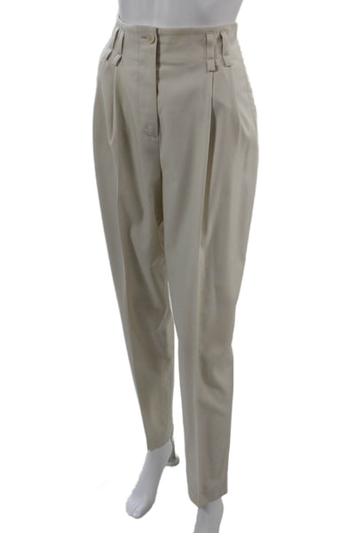 Stella McCartney Women Dress Pants Beige Wool Button Designer Size 40