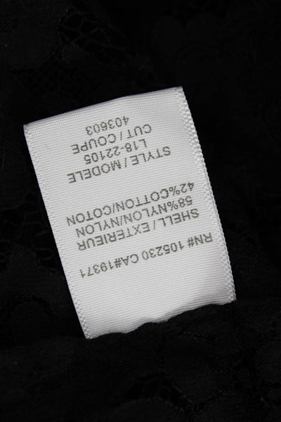 Joie Womens Black Floral Blouse 3/4 Sleeve Round Neck Classic Size L